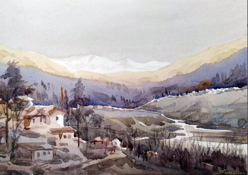 Early Morning Himalaya von Samiran Sarkar, Werk auf Papier kaufen auf Singulart