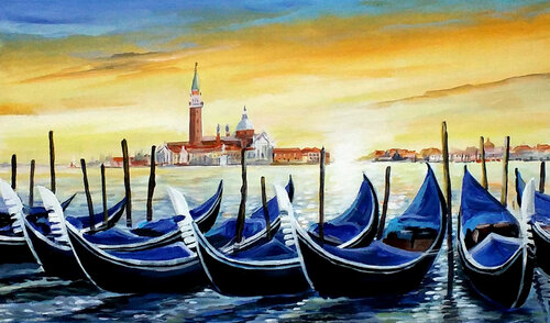 Gondola at Morning Venice von Samiran Sarkar, Malerei kaufen auf Singulart