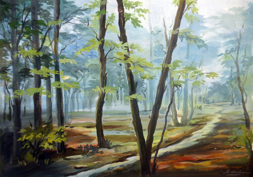Misty Forest di Samiran Sarkar, Pittura in vendita su Singulart