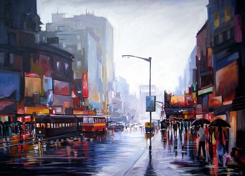 Rainy City Street Samiran Sarkar