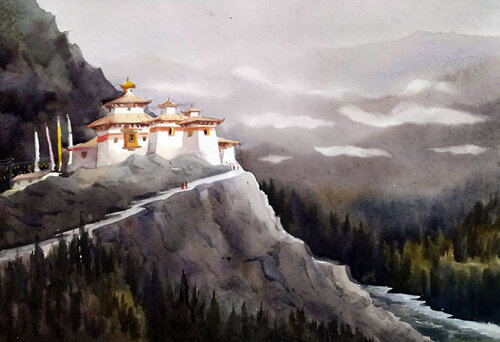 Beauty of Himalayan Monasteries di Samiran Sarkar, Opera su carta in vendita su Singulart