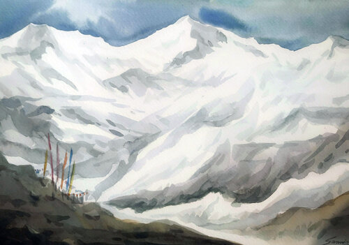 Magnificent Himalayan Snowy Mountain Peaks di Samiran Sarkar, Opera su carta in vendita su Singulart