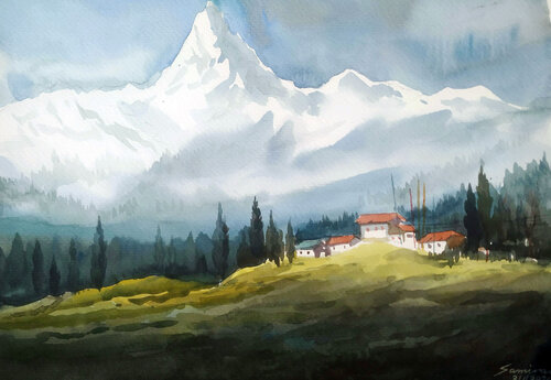 Himalayan Mountain and Valley von Samiran Sarkar, Werk auf Papier kaufen auf Singulart