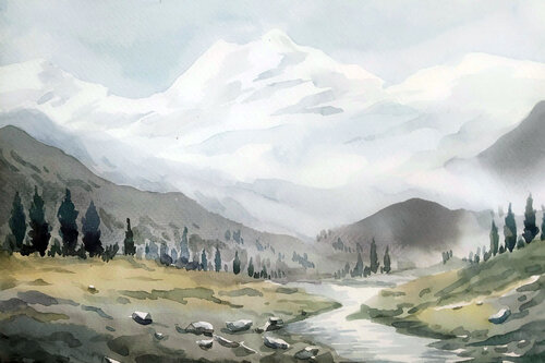 Himalayan Mountain River di Samiran Sarkar, Opera su carta in vendita su Singulart