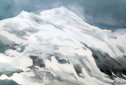 Mysterious Himalayan Peaks by Samiran Sarkar, Work on Paper for Sale on Singulart
