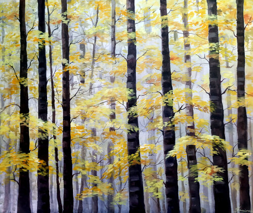 Beauty of Autumn Forest par Samiran Sarkar, Peinture en vente sur Singulart