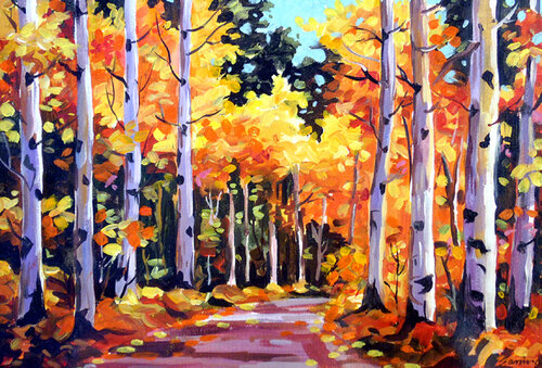 Beauty of Autumn Forest III par Samiran Sarkar, Peinture en vente sur Singulart