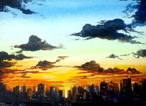 Urban Sunset by Samiran Sarkar, Painting for Sale on Singulart