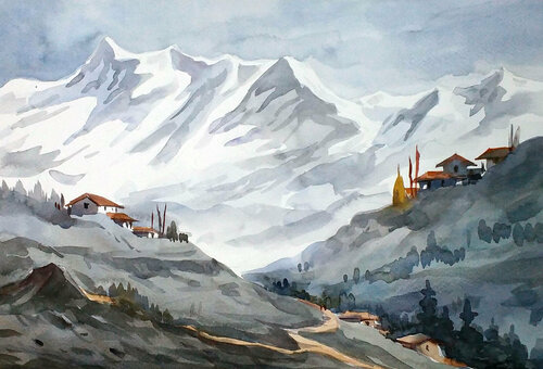 Majestic Himalayan Peaks von Samiran Sarkar, Werk auf Papier kaufen auf Singulart