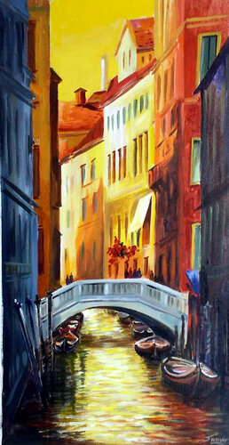 Morning Venice Canals di Samiran Sarkar, Pittura in vendita su Singulart