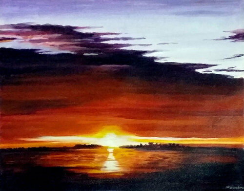 Rural sunset by Samiran Sarkar, Painting for Sale on Singulart