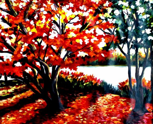 Beauty of Autumn Garden & Forest by Samiran Sarkar, Painting for Sale on Singulart