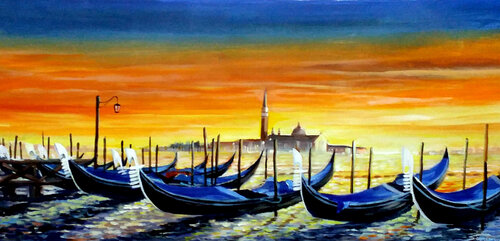 Sunset Venice di Samiran Sarkar, Pittura in vendita su Singulart
