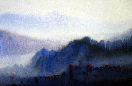 Beauty of Misty Himalaya Landscape di Samiran Sarkar, Opera su carta in vendita su Singulart