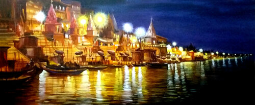 Varanasi Ghats at Night Samiran Sarkar