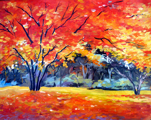 Beauty of Autumn Garden par Samiran Sarkar, Peinture en vente sur Singulart