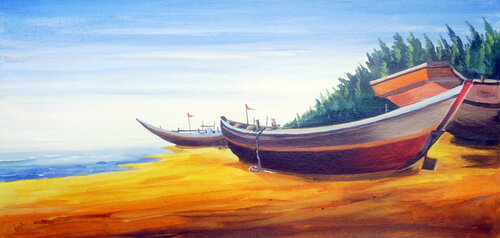 Fishing Boats at Seashore Samiran Sarkar