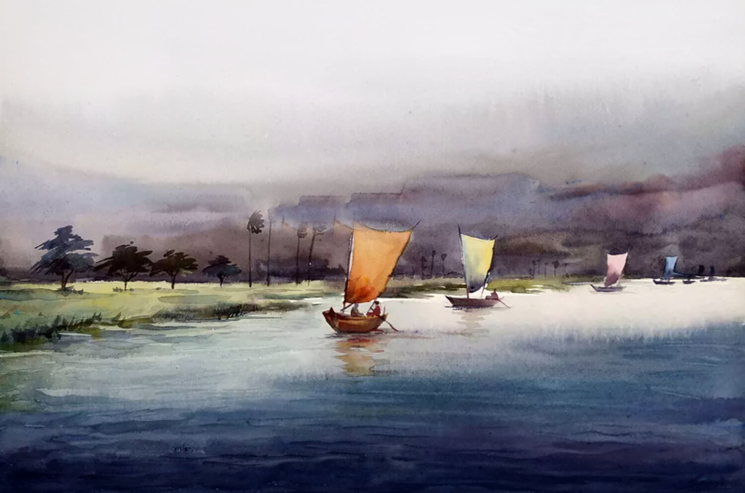 Stormy Rural River & Boats Samiran Sarkar