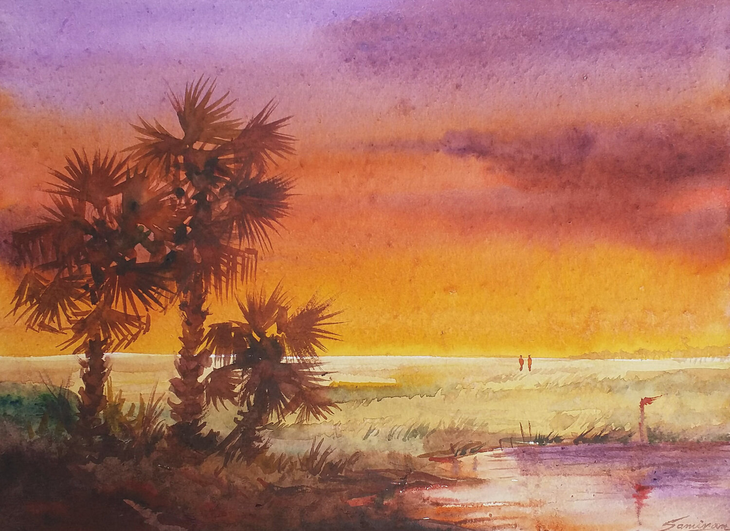 Sunset Palm Trees Samiran Sarkar