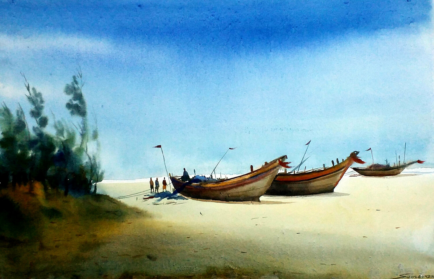 Monsoon Seashore & Fishing Boats Samiran Sarkar