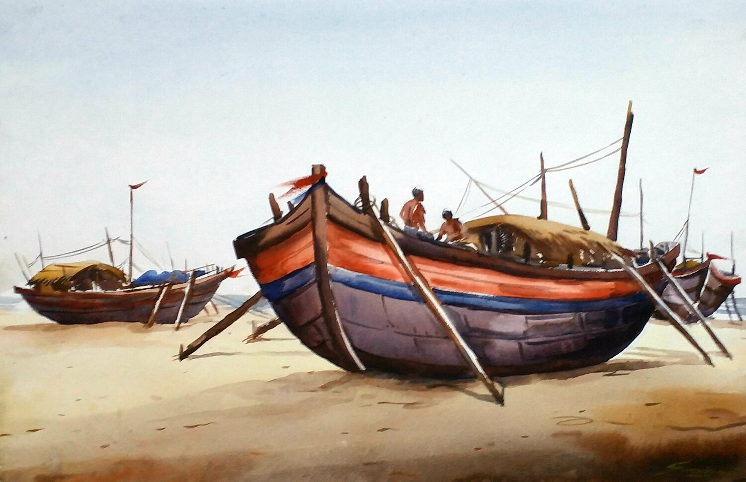 Boats at Morning Seashore Samiran Sarkar