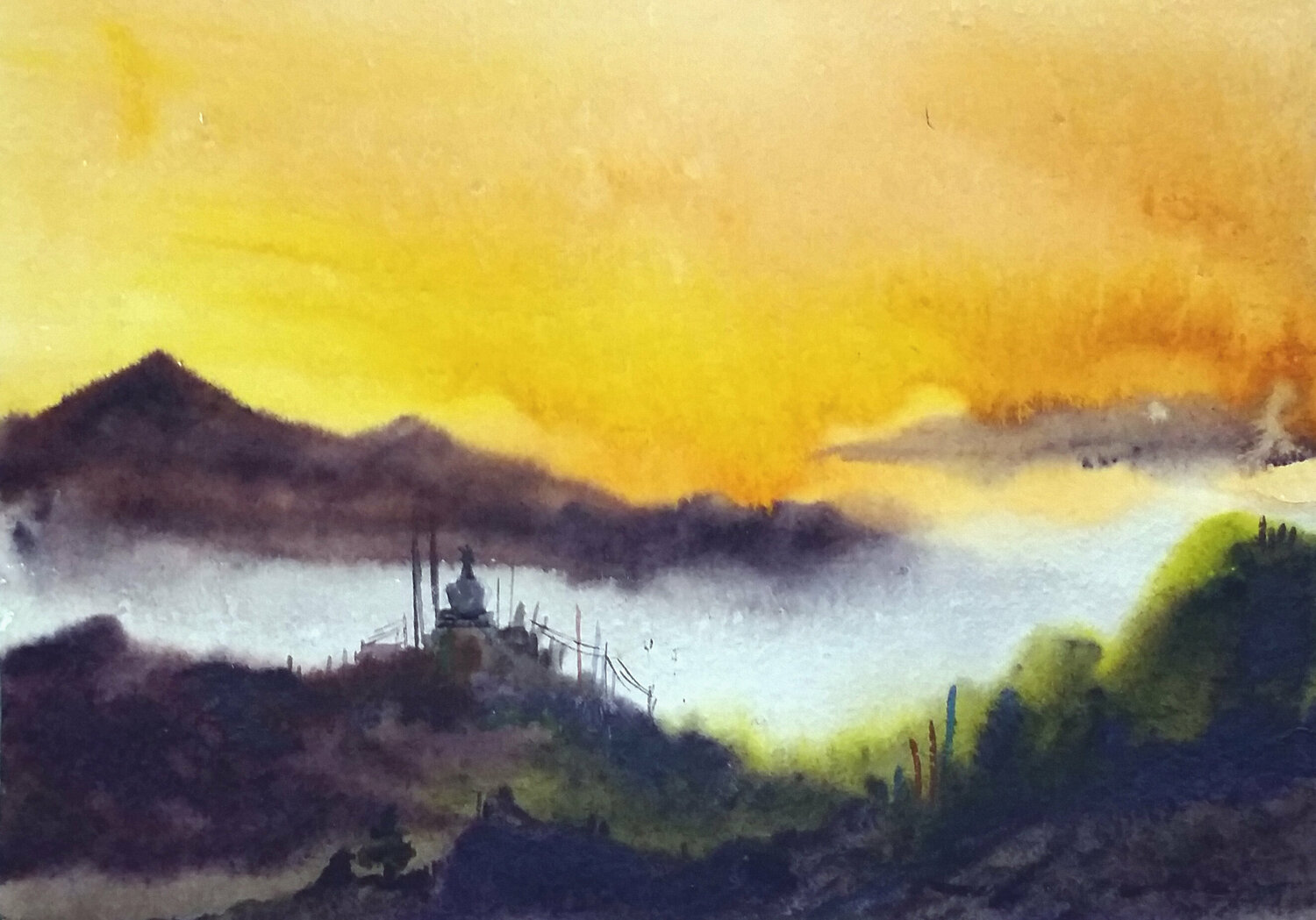 Sunset Foggy Himalaya  Landscape Samiran Sarkar