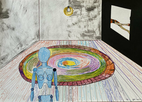 43oiu43po \ inside rooms - {$M} van Leni Smoragdova, Tekening te koop op Singulart