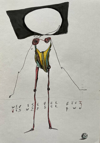 l46456;ejl \ Transaction dolls - {$M} van Leni Smoragdova, Tekening te koop op Singulart