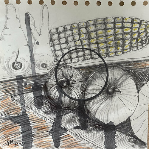 werwejwiop \ Short stories: women and men are abstract people - {$M} van Leni Smoragdova, Tekening te koop op Singulart
