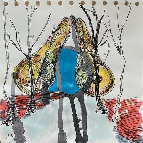 45t45etwiop \ Short stories: women and men are abstract people - {$M} van Leni Smoragdova, Tekening te koop op Singulart