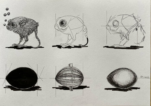 234hoi / The Metamorphosis - {$M} van Leni Smoragdova, Tekening te koop op Singulart