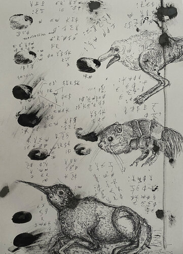 38ur3 wo / chronicle transaction - {$M} van Leni Smoragdova, Tekening te koop op Singulart