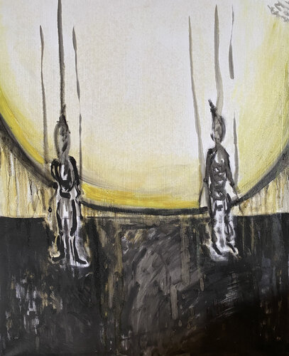 4re6 / fly me to the moon - {$M} van Leni Smoragdova, Schilderij te koop op Singulart