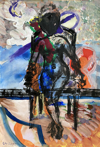 1a5b / She began to collect puzzles - {$M} van Leni Smoragdova, Tekening te koop op Singulart