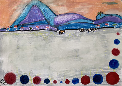 33aa / She began to collect puzzles - {$M} van Leni Smoragdova, Tekening te koop op Singulart