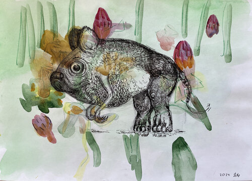 309a / The body in pieces finds its unity in the image of the other: Let's play the Gods - {$M} van Leni Smoragdova, Tekening te koop op Singulart