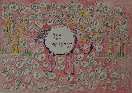 q2y3 / You are perfect - {$M} van Leni Smoragdova, Tekening te koop op Singulart