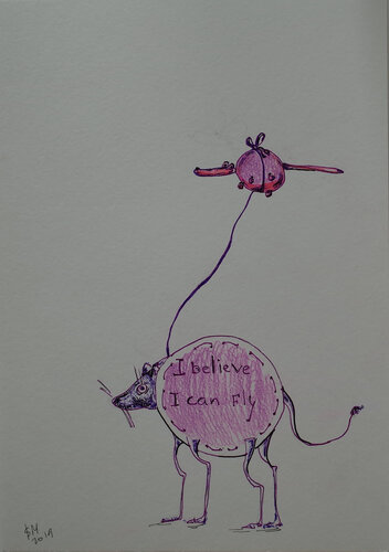 28sd / I believe I can fly - {$M} van Leni Smoragdova, Tekening te koop op Singulart