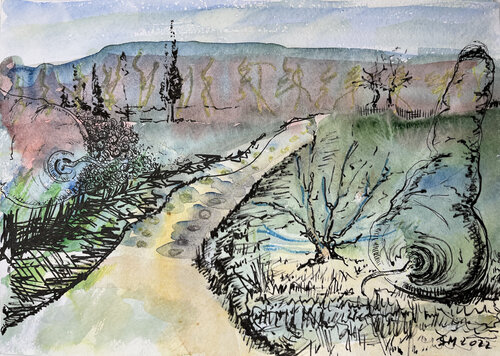43h2 / She began to collect puzzles - {$M} van Leni Smoragdova, Tekening te koop op Singulart