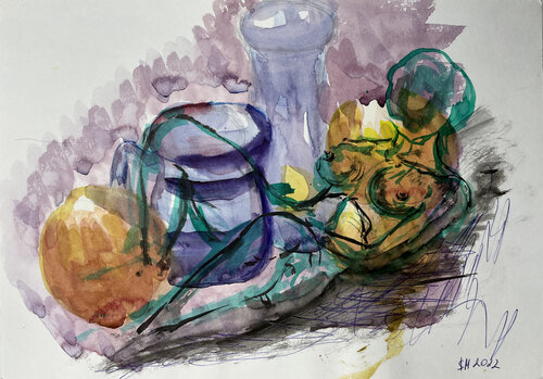 09tr / She began to collect puzzles - {$M} van Leni Smoragdova, Tekening te koop op Singulart