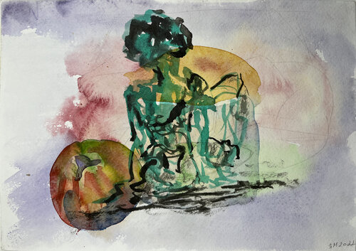 KOI5 / She began to collect puzzles - {$M} van Leni Smoragdova, Tekening te koop op Singulart