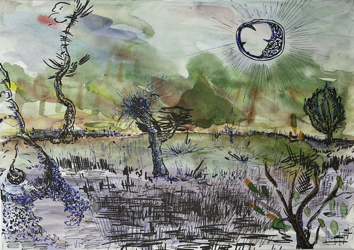 9j-9 / She began to collect puzzles - {$M} van Leni Smoragdova, Tekening te koop op Singulart