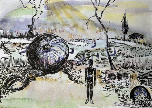 кущ"3 / She began to collect puzzles - {$M} van Leni Smoragdova, Tekening te koop op Singulart
