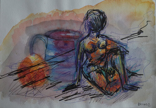 5yns / She began to collect puzzles - {$M} van Leni Smoragdova, Tekening te koop op Singulart