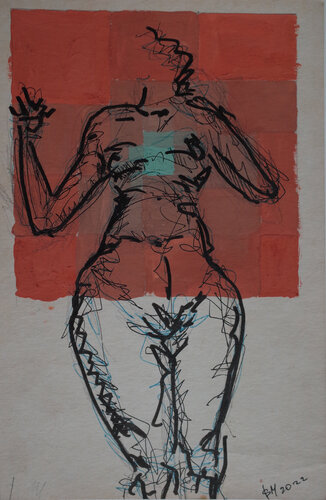 7d)_  / She began to collect puzzles - {$M} van Leni Smoragdova, Tekening te koop op Singulart