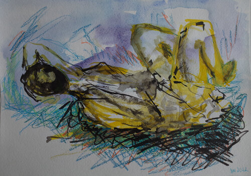 H*&^ / She began to collect puzzles - {$M} van Leni Smoragdova, Tekening te koop op Singulart