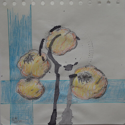 0i{" \ Short stories: women and men are abstract people - {$M} van Leni Smoragdova, Tekening te koop op Singulart