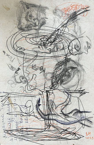 653r / Yellow revolution - {$M} van Leni Smoragdova, Tekening te koop op Singulart