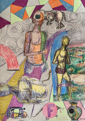 4W12 / A Little Life - {$M} van Leni Smoragdova, Tekening te koop op Singulart