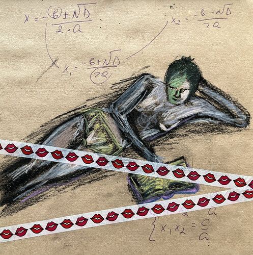 -;qe / Back to the Future - {$M} di Leni Smoragdova, Opera su carta in vendita su Singulart